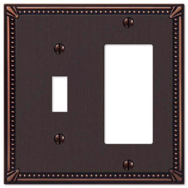 Amerelle Placa de Pared de Metal Fundido a Presión de Bronce Antiguo de 2 Gangs con Togge Imperial Bead 1 pk - 74TRDB