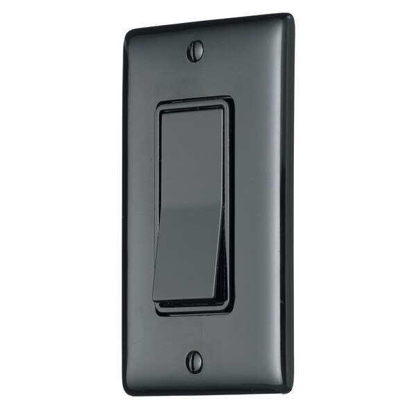 Hubbell Wiring Device-Kellems TradeSelect, Interruptores y Controles de Iluminación, Interruptor Decorativo, Grado Residencial, Interruptor de Palanca, Propósito General AC, Monopolar, 15A 120/277V AC, Conexión de Empuje hacia Atrás y Lateral - RSD115BK