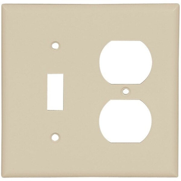 Eaton Wiring Devices Combination Wallplate, 4-1/2 in L, 4-9/16 in W, 2 -Gang, Thermoset, Ivory - 2138V-BOX