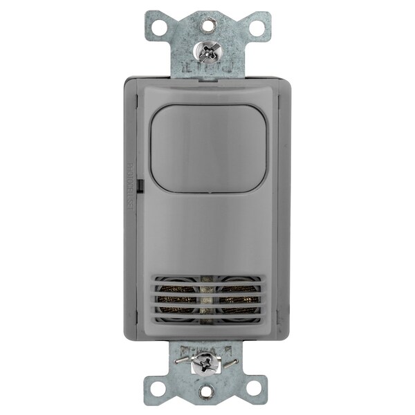 Interruptor de Pared Bryant, Tecnología Dual, 2 Relés, 1000 pies cuadrados, 800W Incandescente, 1000W Fluorescente @ 120V AC, 1800W Fluorescente @ 277V - MSD2000GY2N