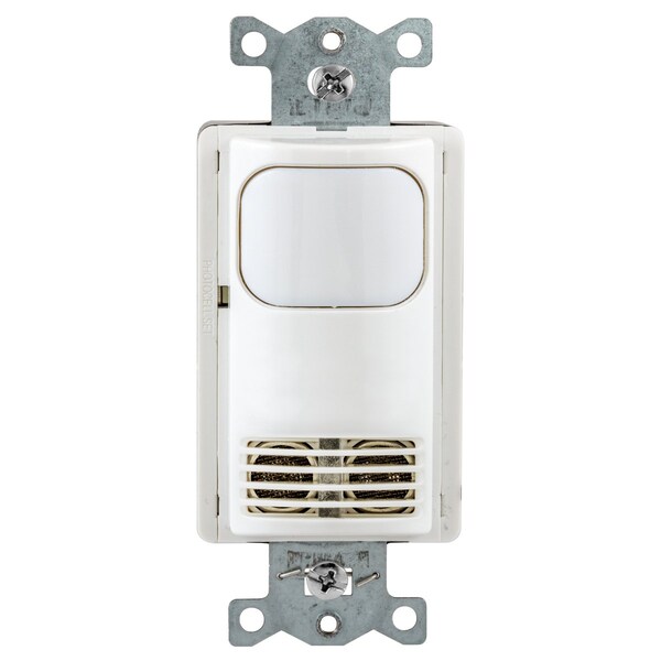 Bryant Wall Switch, Dual Tech, 1 Relay, 1000 Sq Ft, 800W Incand, 1000W Fluor @ 120V AC, 1800W Fluor @ 277V - MSD2000W1N