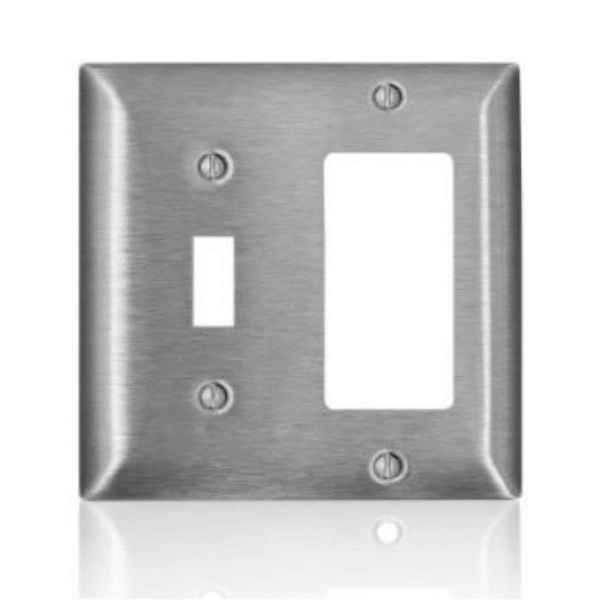 Placa de pared de acero inoxidable Decora y Toggle de 2 gang C-series Satin - EZ3304493