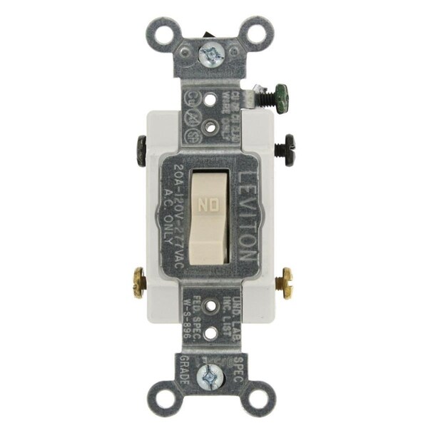 Interruptor de palanca de dos polos de grado comercial 20 A 120-277 V color almendra claro, blanco - GO738321
