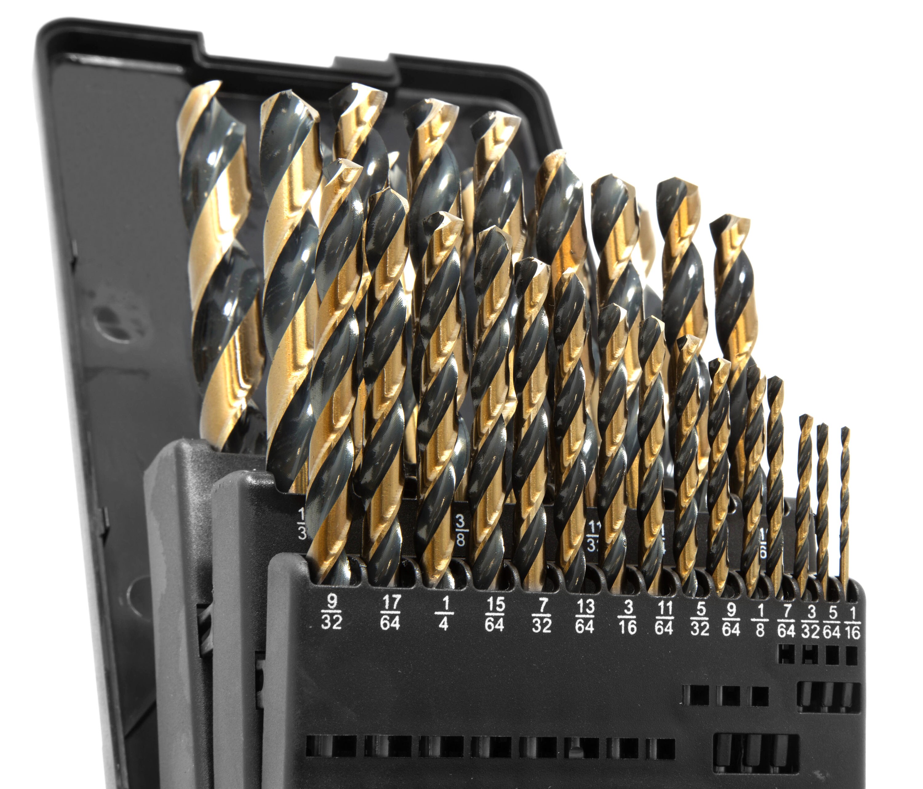 Set surtido de 29 piezas de brocas WEN Black Gold Drill Bit recubiertas de negro y oro de longitud estándar para trabajo pesado - DB292G.