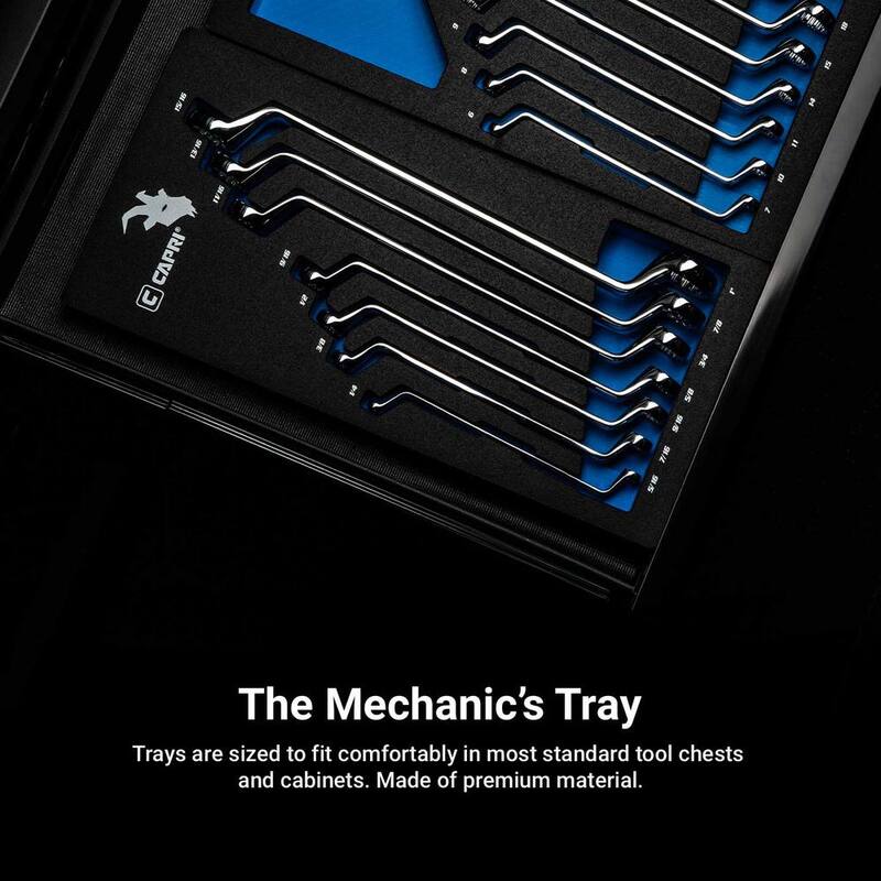 Juego de llaves de doble caja profunda y offset de 75 grados en medidas SAE con charola para mecánico (7 piezas) - CP11950-7ST