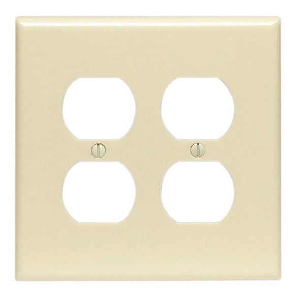 Leviton Placa de Pared Doble para Dúplex de Plástico Termoestable en Marfil, 2 Gang, 1 paquete - 80516-00I