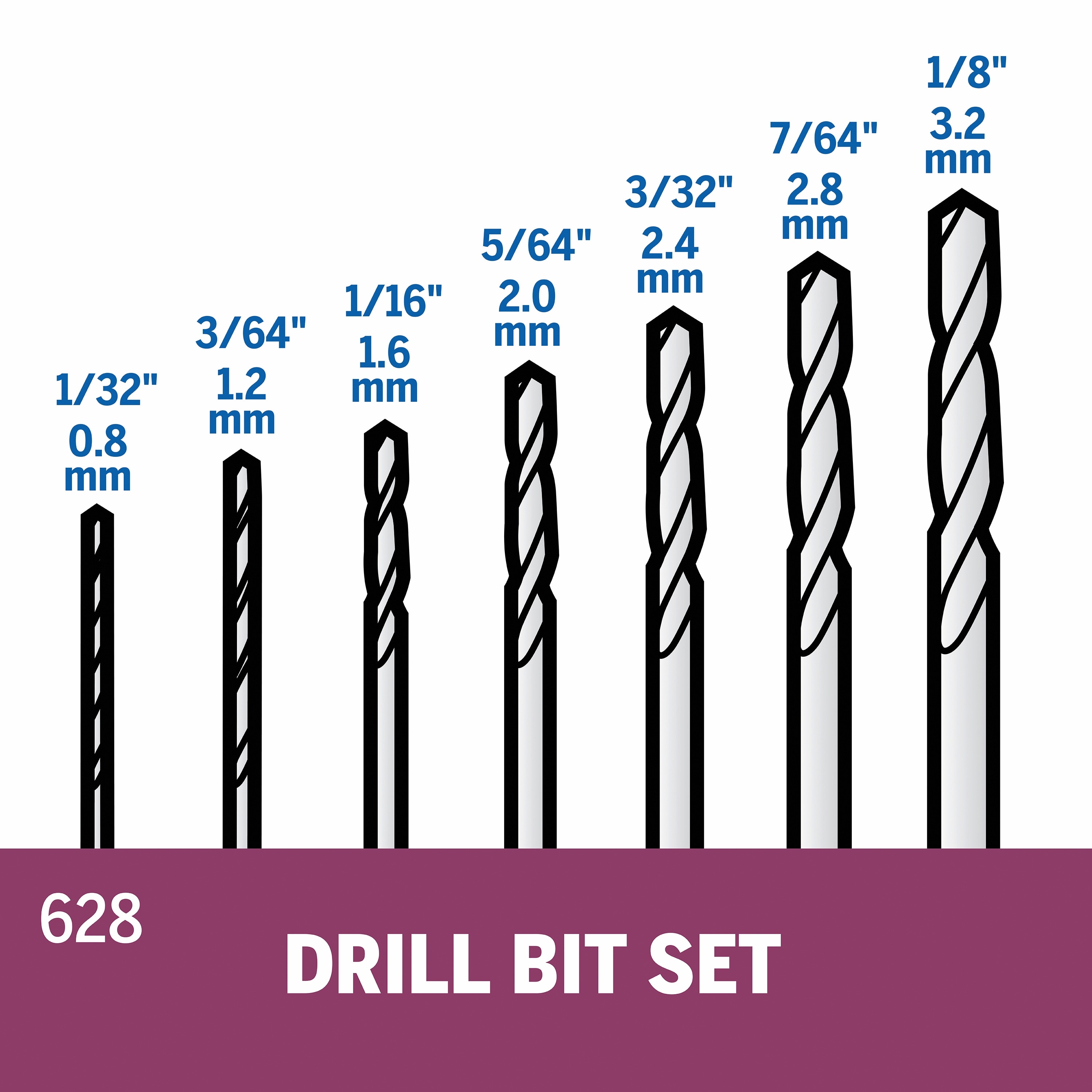 Dremel Juego de Brocas de Acero de Alta Velocidad de 7 Piezas de Longitud Jobber - 5000628-01