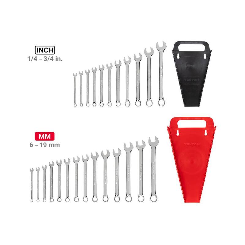 Juego de llaves combinadas TEKTON de 1/4 a 3/4 pulgadas, 6 a 19 mm con organizador (25 piezas) - WCB92301