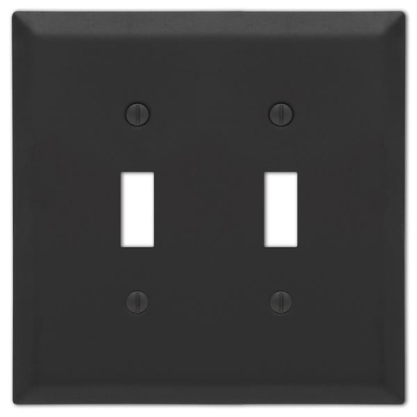 Placa de pared de acero estampado de doble interruptor Livewire Century en negro mate - LI1490045
