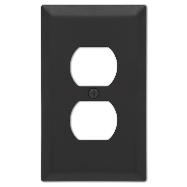 Placa de pared doble para toma corriente Livewire Century Matte Black de acero estampado - LI1493258