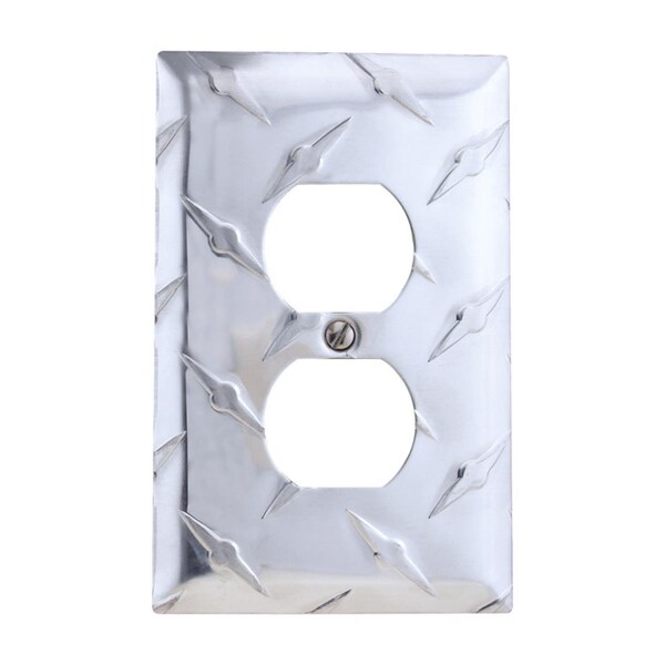 Placa de pared americana Amerelle Diamond Magnesium de 1 gang de aluminio estampado para tomacorrientes dobles 1 paquete - 955D