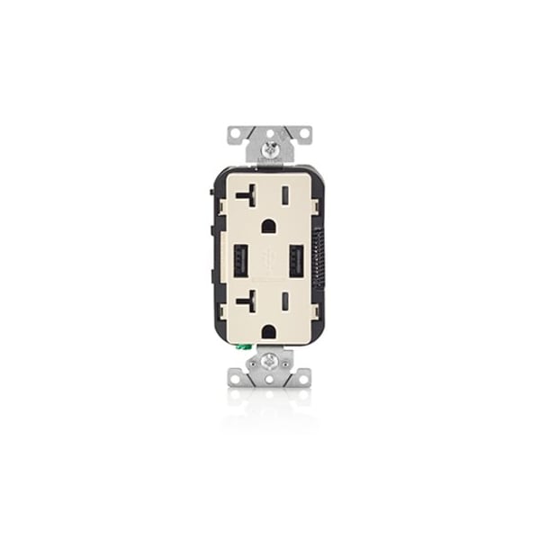 Leviton Dispositivo combinado de interruptor 5-20R USB Combo Recep TR LT ALM - T5832-T