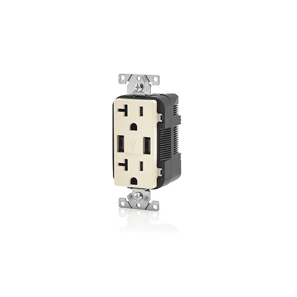 Leviton Dispositivo combinado de interruptor 5-20R USB Combo Recep TR LT ALM - T5832-T