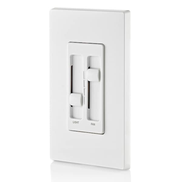 Interruptor atenuador SureSlide universal para ventilador-luz 120V WH - 66DF-10W de Leviton