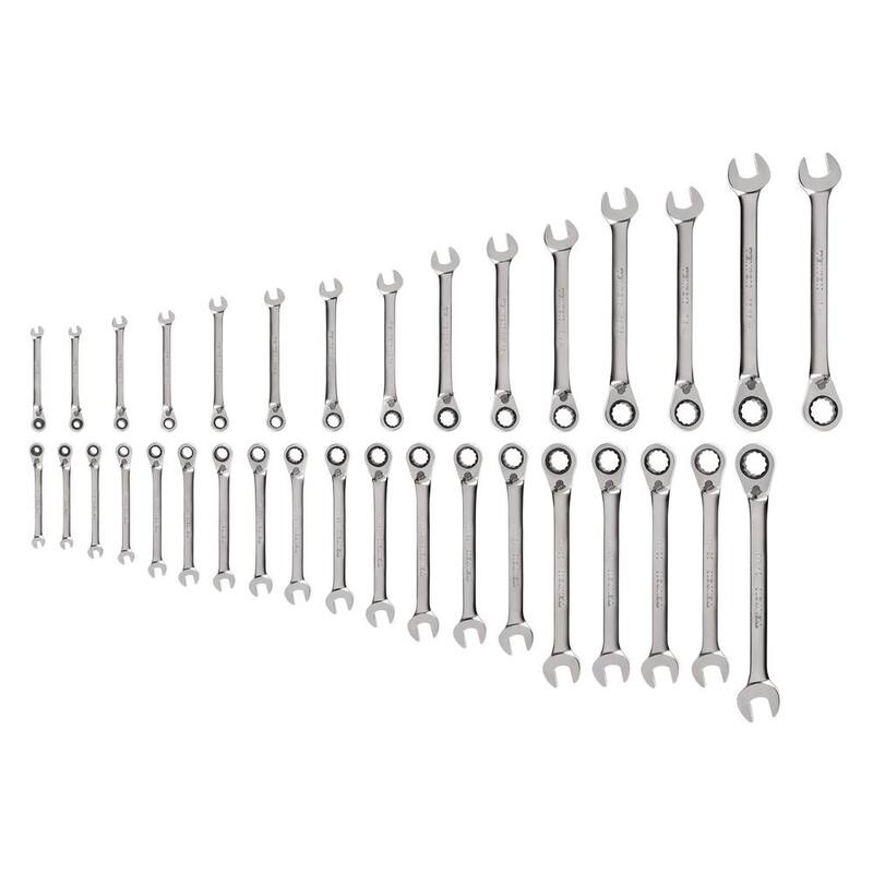 Set de llaves de trinquete combinadas reversibles de 12 puntos TEKTON de 34 piezas (de 1/4 a 1 pulgada, de 6 a 24 mm) - WRC94005