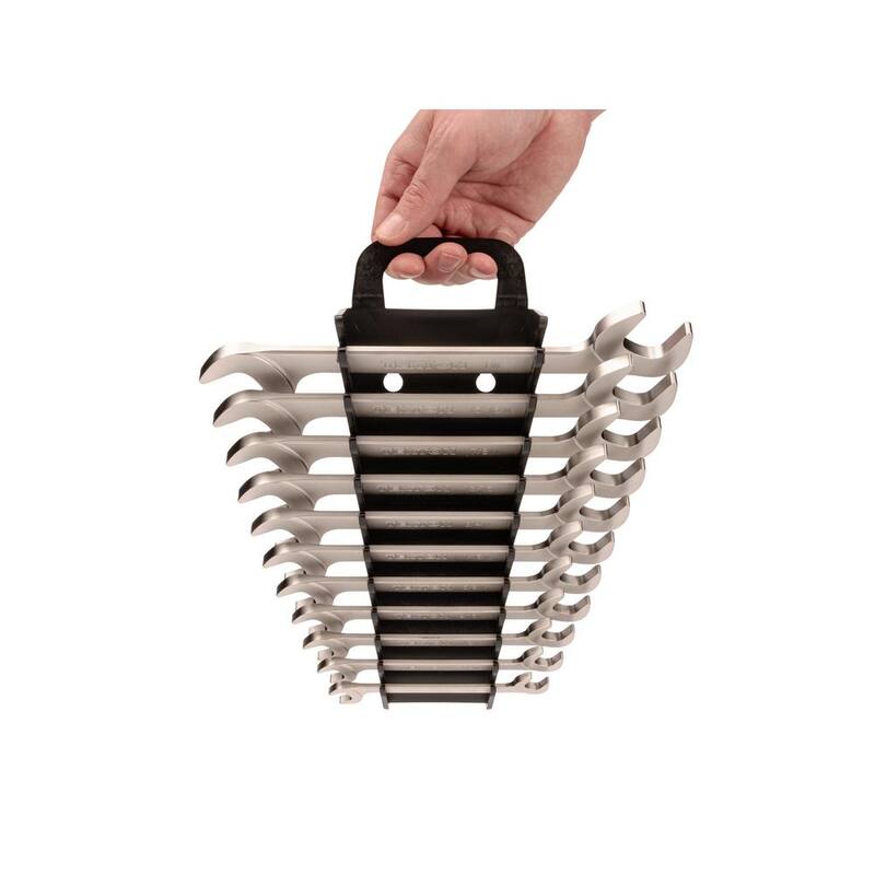 Juego de llaves de extremo abierto con cabeza angular TEKTON 3/8-1 in. con soporte (11 piezas) - WAE91204