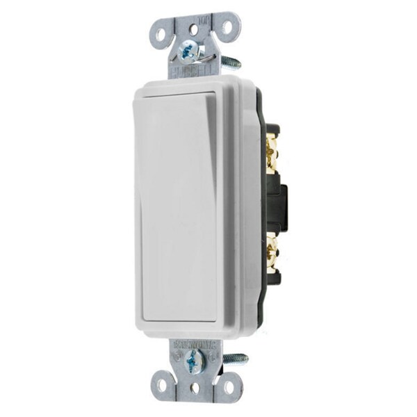 Interruptores y Control de Iluminación Hubbell Wiring Device-Kellems, interruptor decorativo, Grado de Especificación, Monopolar, 15A 120/277V AC, Conexión posterior y lateral, Blanco para Oficina - DS115OW