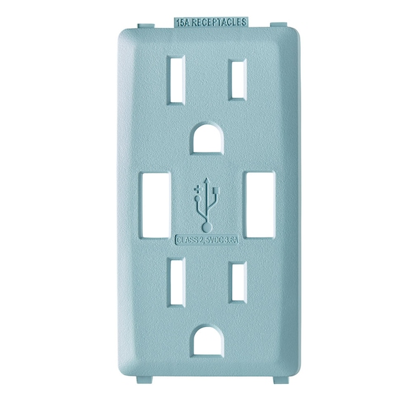 Leviton Dispositivo de combinación con interruptor RENU en color Sea Spray con cargador USB de 15A y toma de corriente