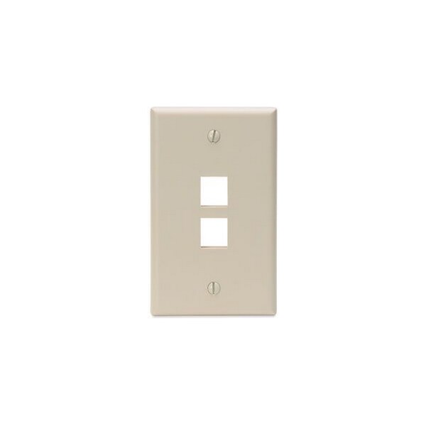 Placa de pared de 2 puertos sin carga Leviton, uso de 1-Gang con módulos de inserción rápida Quickport IY - 41080-2IP
