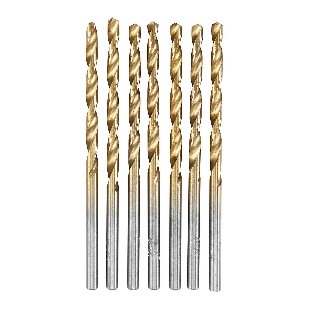 Brocas de acero de alta velocidad de titanio Warrior de 9/64 pulgadas, 7 piezas - 61636.