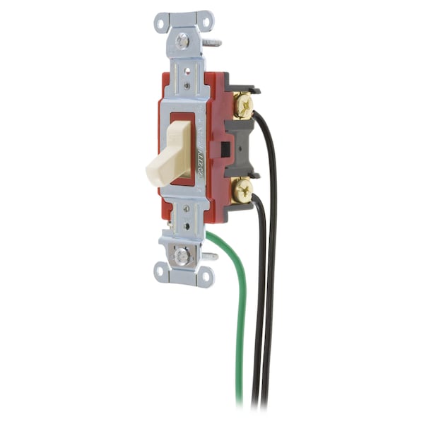 Hubbell Wiring Device-Kellems Hubbell- PRO Series, Toggle Switches, General Purpose AC, Double Pole, 20A120/277V AC, Back and Side Wired, Pre-Wired with 8" #12 THHN,  - 1222PWLA