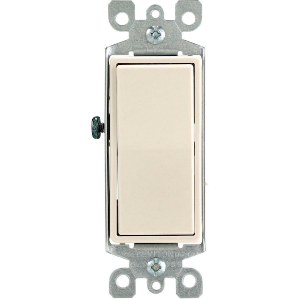 Interruptor de 3 vías con toma de tierra Leviton Decora Rocker en color almendra de 15A - S16-05603-2TS