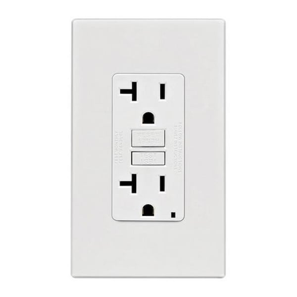 Leviton GFNT2-0PW 20 amp 125 V Enchufe de receptor GFCI con placa de pared sin tornillos Blanco - 3533080