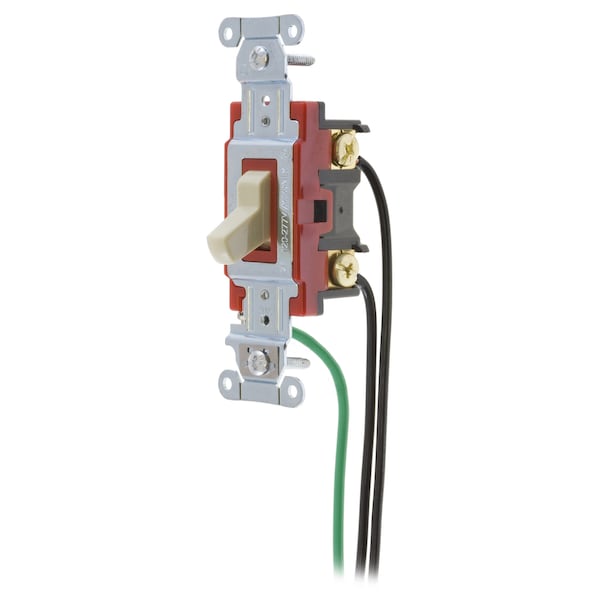 Hubbell Wiring Device-Kellems Hubbell- PRO Series, Toggle Switches, General Purpose AC, 4 Way, 20A 120/277VAC, Back and Side Wired, Pre-Wired with 8" #12 THHN - 1224PWI