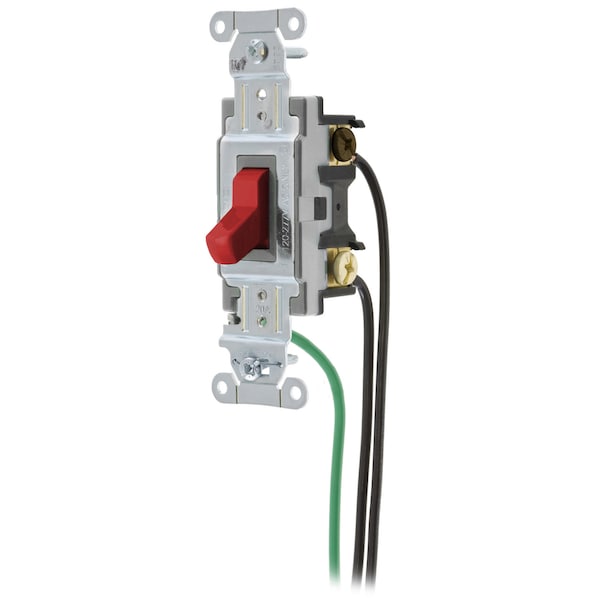 Hubbell Wiring Device-Kellems Spec Grade, Toggle Switches, General Purpose AC, Three Way, 20A 120/277V AC, Back and Side Wired, Pre-Wired with 8" #12 THHN - CSL320R