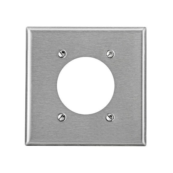 Leviton Placa de Pared para Salida de Acero Inoxidable de 2 Gangs Plateada 1 pk - 84026-000