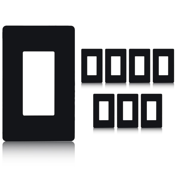 Faith 1-Gang Decorator Screwless Wall Plates Child Safe Outlet Covers, 4.68"H x 2.93" L, Black 8PK - SWP1-BK-08