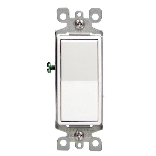 Interruptor basculante de cuatro vías y cuatro polos Leviton Decora de 15 amperios en blanco, 1 paquete - 05604-2WS