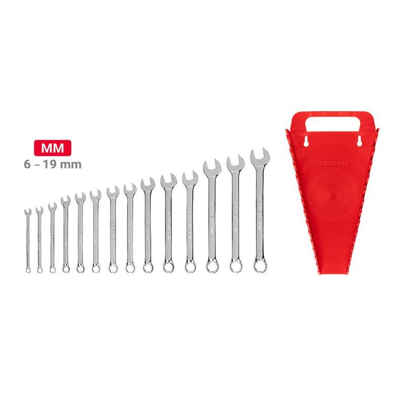 Juego de llaves combinadas TEKTON de 6 a 19 mm con soporte (14 piezas) - WCB92201