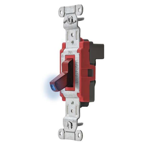 Interruptor de pared iluminado Hubbell Wiring Device-Kellems, 1 polo, 20A, rojo - SNAP1221ILR