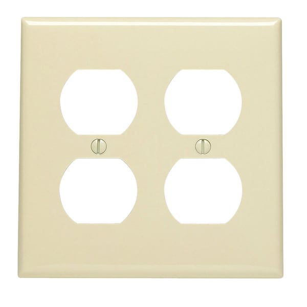 Leviton Placa de pared dúplex de nylon de 2 gang en color marfil 1 pieza - 80716-00I