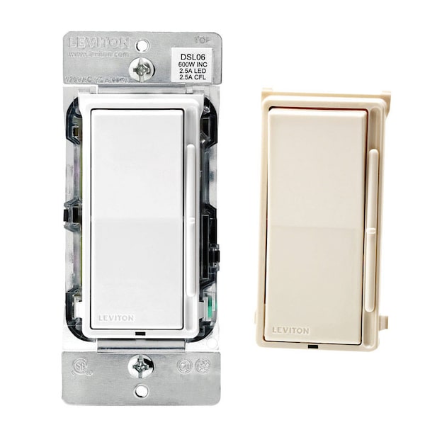Leviton Interruptor Atenuador de Luz Decora Multicolor 600 W 1 pk - DSL06-1LM