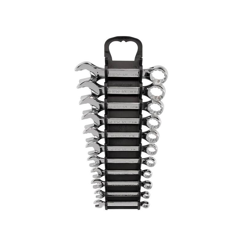 Juego de Llaves Combinadas Cortas TEKTON de 1/4 a 3/4 pulgadas con Soporte (11 piezas) - WCB92401
