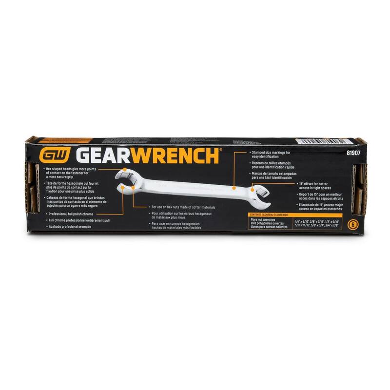 Juego de llaves de dados tipo Flare en pulgadas de GEARWRENCH (Juego de 6 piezas) - 81907