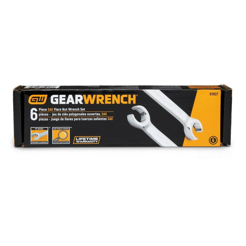Juego de llaves de dados tipo Flare en pulgadas de GEARWRENCH (Juego de 6 piezas) - 81907