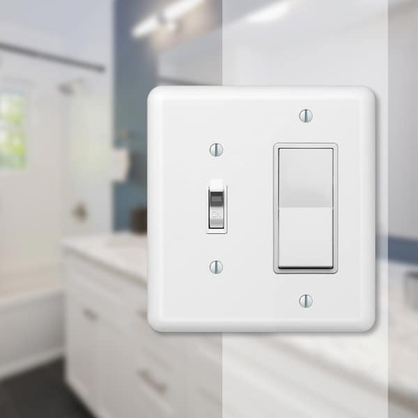 Placa de pared de 2 gang Decorador/Interruptor de Amerelle Devon Blanco de Acero Estampado 1 pz - 935TRW