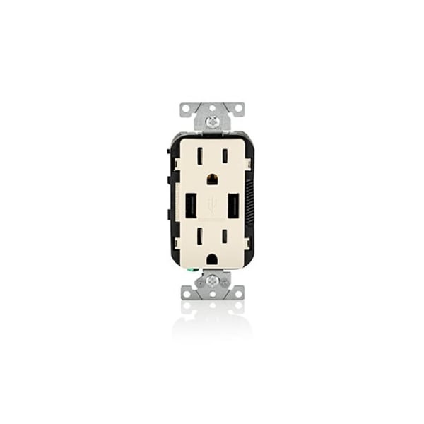 Interruptor de dispositivo combinado 5-15R USB Receptáculo combinado LT ALMOND - T5632-T de Leviton