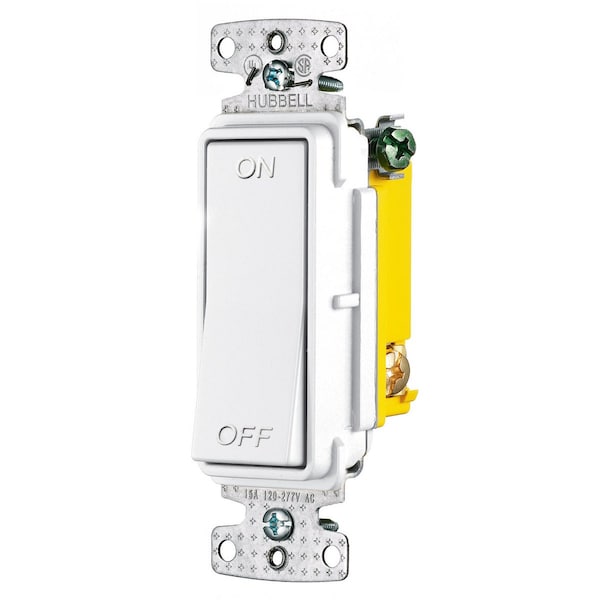 Hubbell Wiring Device-Kellems TradeSelect, Switches and Lighting Controls, Rocker, Marked "On Off", Single Pole, 15A 120/277V AC, White - RSD115WM