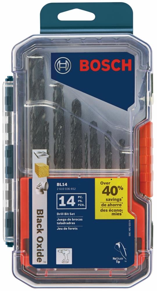 Set de brocas helicoidales Bosch Bosch recubiertas de óxido negro de 14 piezas de longitud estándar HSS - BL14.