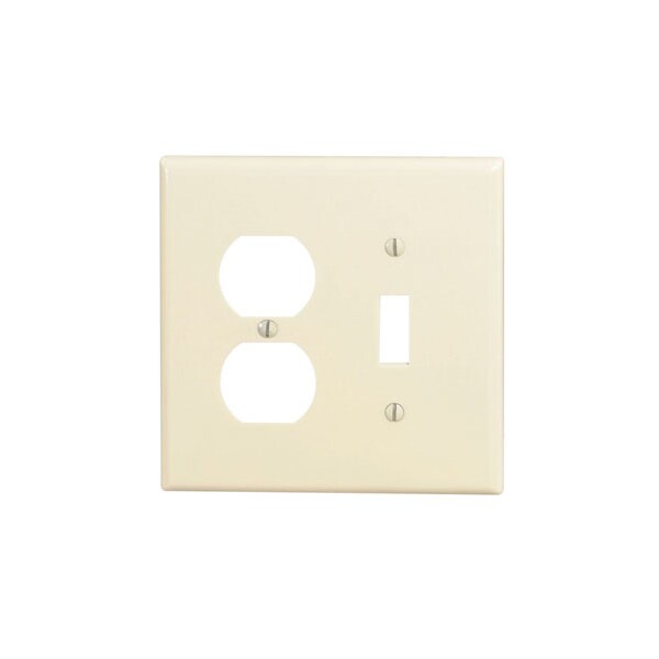 Placas de Pared Leviton de 2 Gang 1 Interruptor 1 Doble Toma de Corriente en Color Blanco Marfil - 80505-I