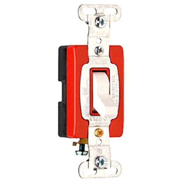 Interruptor Legrand, 1 polo, rojo/blanco, 20 A, 120/277 VAC, con terminal de cable posterior y lateral - CSB20AC1WCC8