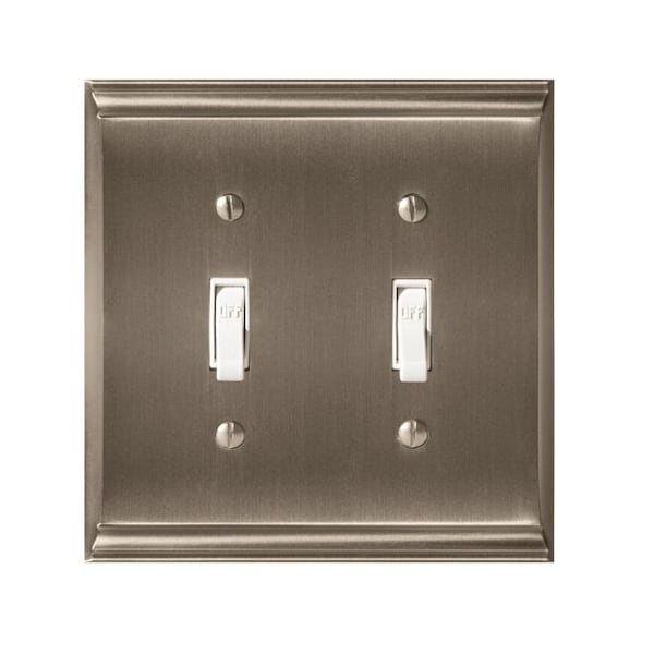 Placas de pared para 2 interruptores Amerock, Número de grupos: 2 Zinc, Acabado de níquel satinado - BP36501G10