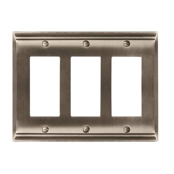 Placas de pared para 3 interruptores, Número de grupos: 3 Zinc, Acabado de níquel satinado - BP36506G10