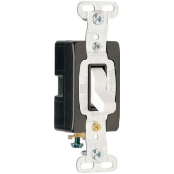 Interruptor Legrand, Azul/Blanco, 1 Polo, 15 A, 120/277 VAC, Terminal de cable lateral - CS15AC1WCC8