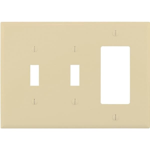 Placa de pared combinada Eaton Wiring Devices, 4-7/8 pulgadas L, 6-3/4 pulgadas W, 3-Gang, policarbonato, marfil - PJ226V