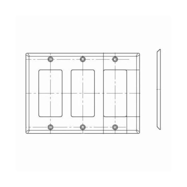 Placa de pared de dispositivo 3-Gang / GFCI, tamaño estándar, acero inoxidable 302 - 84411-40